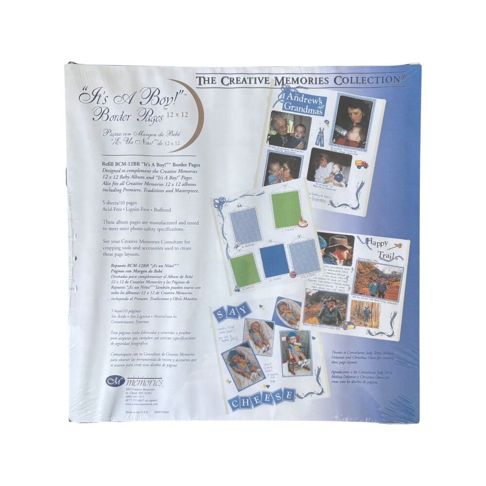IT'S A BOY BORDER Creative Memories Refill Pages Original 12x12 Scrapbook
